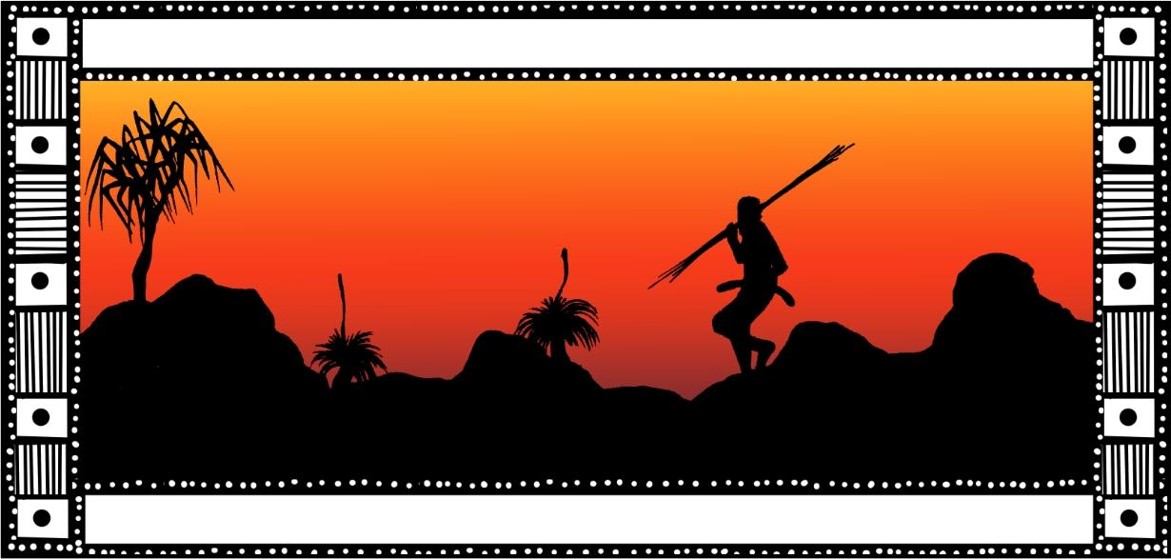 Kawanji artwork — hunter on Country at sunset